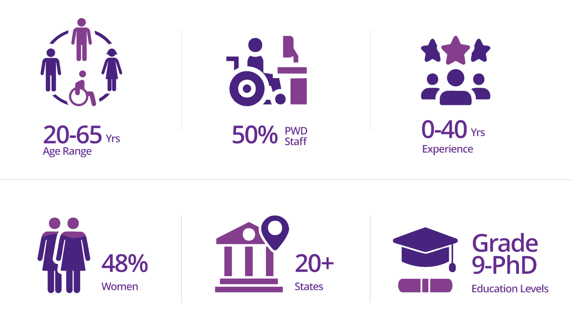 Infographic showing diversity stats
