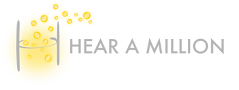 Logo with yellow bubbles and text 'Hear A Million'